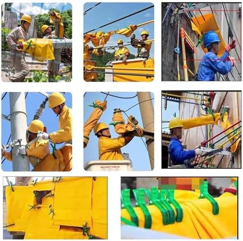 Yellow Insulation Blanket with 2 Clips - 400/1000V Electrical Safety Mat for Substations & Transformers - High Voltage Resistance (0.4KV - 40x50cm/15.7x19.7in)