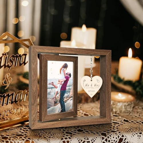 Rotating-Floating-Mr-and-Mrs-EST-2024-Picture-Frame-Wedding-Gifts-for-Couples-2024-Engagement-Gifts-Bridal-Shower-Gifts-for-Bride-to-Be-Display-Two-4×6 Rotating Floating Mr and Mrs EST 2024 Picture Frame Wedding Gifts for Couples 2024 Engagement Gifts Bridal Shower Gifts for Bride to Be Display Two 4×6