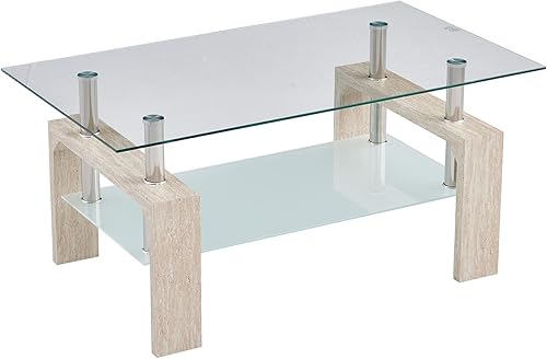 Miniatura 26 de Mesa de centro rectangular para sala de estar, mesa de té adecuada para sala de espera, mesa de centro lateral moderna con patas de madera, mesa de