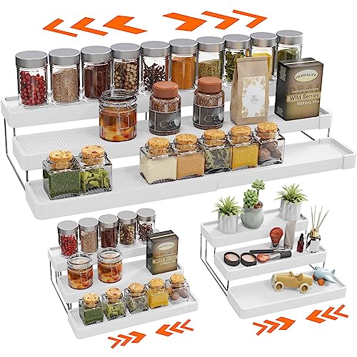 Comparison: Best Spice Rack For Cabinet 5 INVOCOO Expandable Spice Rack Organizer for Cabinet - 3 Tier Adjustable Cabinet Spice Organizer Easy Visibility - Spice Organizer for Cabinet Countertop Cupboard Pantry Organization (White)