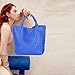 JINMANXUE Fashion Woven Bag Shopper Bag Travel Handbags and Purses Women Tote Bag Large Capacity Shoulder Bags (Wave Blue)