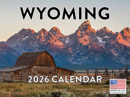 Wyoming Calendar 2026 Wall 12 Month Monthly WY Scenic Souvenirs Themed Gift