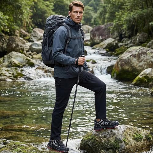 Image of Queday Mens Waterproof Lightweight Hiking Shoes | Breathable, Anti-slip Rubber outsole, Cushioned EVA midsoles, Ideal for daily trail, camping, and climbing