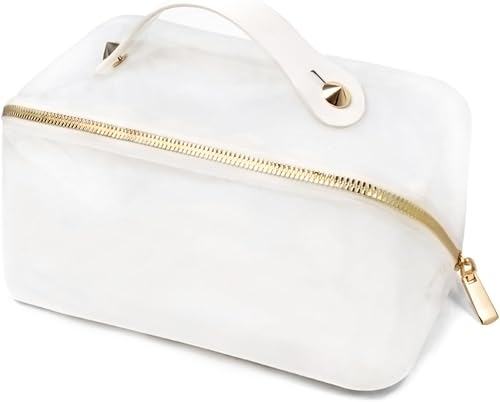 Bolsas de viaje transparentes para artículos de tocador, bolsa transparente de TSA para cosméticos, bolsa ligera de PVC transparente con asa de