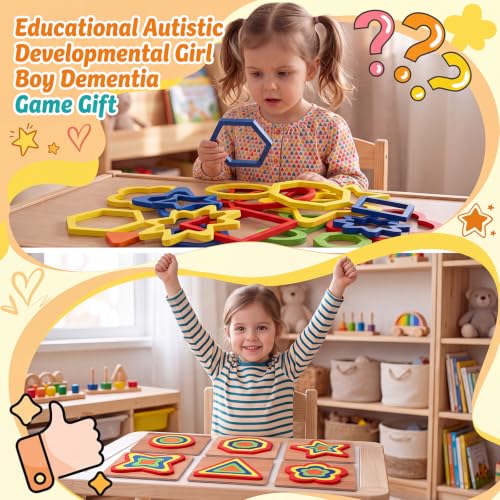 Image of 10 Pack Montessori Toys, Toddler Toys Puzzles Wooden Shape Sorting Puzzle Sensory Toy Preschool Learning Educational Autistic Developmental for Girls Boys Birthday Gifts