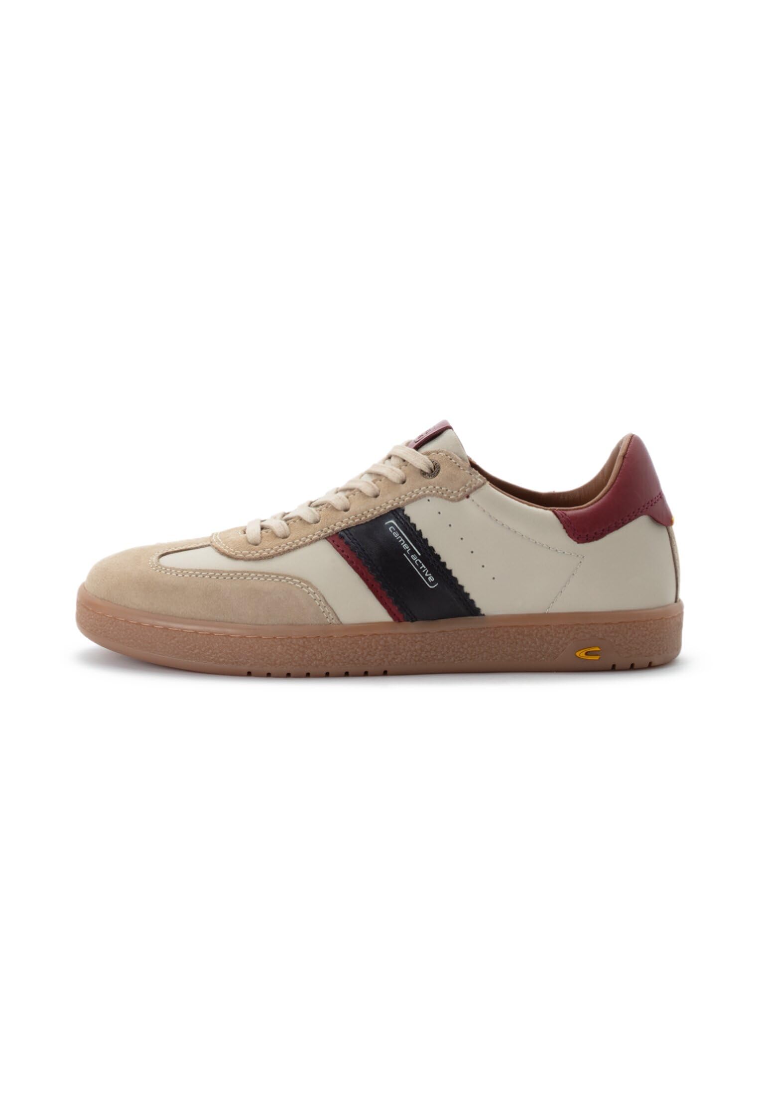 camel active Herren Low-Top Sneaker – Schnürschuhe, beige/blau, Lederobermaterial