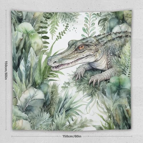 Tapisserie murale décorative crocodile vert drap de plage salon home - 2