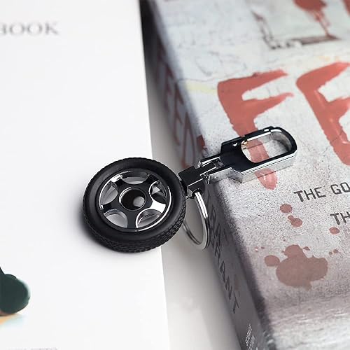 Miniatura 5 de 2 llaveros de rueda giratoria con borde de rueda creativo, llavero de neumático, llavero de anillo de cadena de automóvil, llavero de regalo para
