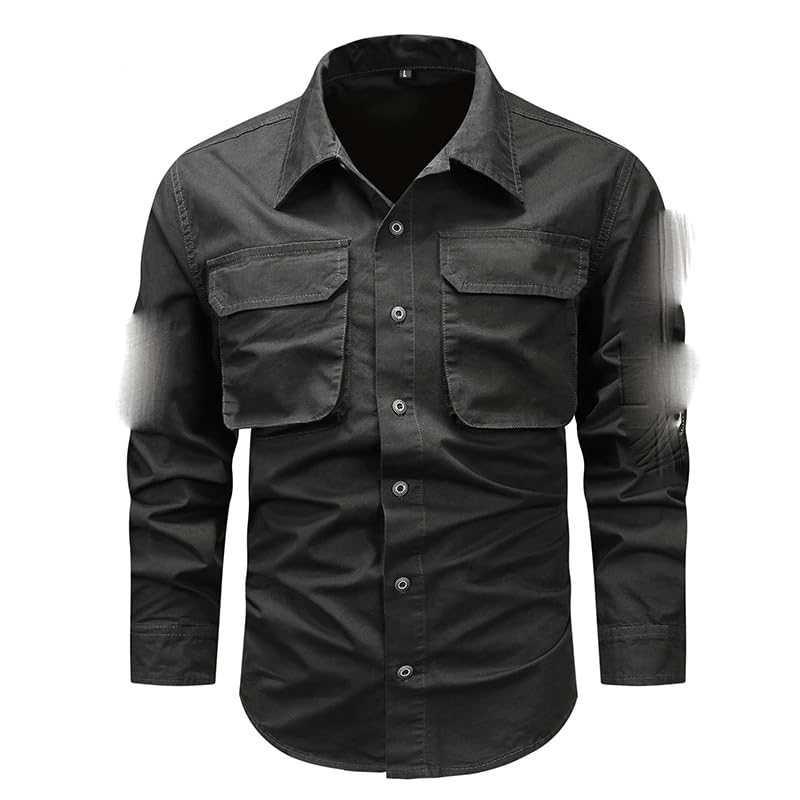 Camisa de exterior con múltiples bolsillos estilo vintage 3