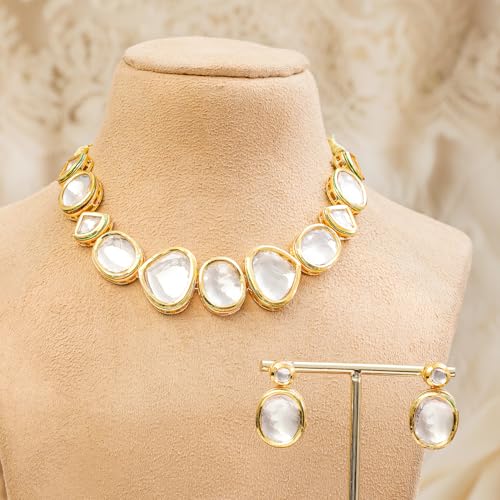 Image of Rubans Kundan Necklace Set Traditional Jewellery Gift for Women & Girls