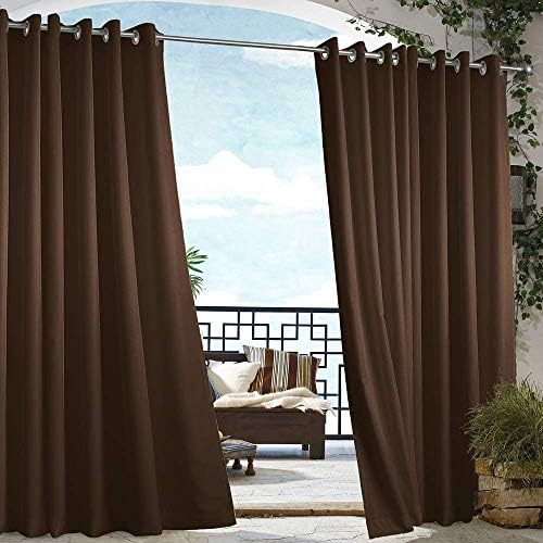 DREAM ART Outdoor Curtains UV Protection Thermal Insulated for Patio,Garden Two Piece (54"x 96", Chocolate)