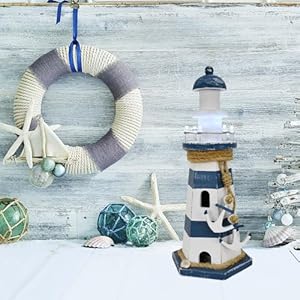 Woodenlighthousedecorationwithlightsnauticaltabletopcenterpiecedecorativetowerlightoceanbeachthemedsculptureindooroutdoorwoodcoastaldecorforpartymanteltable102hblue Urban Country Home Decor Wooden lighthouse decoration with lights nautical tabletop centerpiece decorative tower light ocean beach themed sculpture indoor outdoor wood coastal decor for party mantel table 102h blue urban country home decor