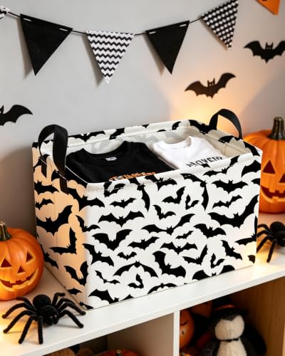 Image of Essme Rectangular Bat Baskets,Halloween Storage Box,Cute Basket for Kids Room Decor, Book Bins,Shelf Basket.(Bat