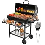 DEWINNER Barbecue au Charbon, Grille XXL, Gants & Pince Offerts, Évents Réglables, Tiroir à Cendres, Roulettes, Idéal Jardin/Balcon/Cour (Modèle de Base)