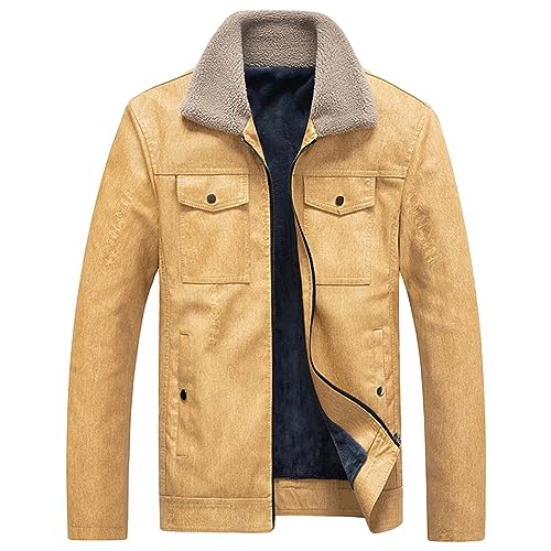 Veste en cuir d'hiver pour hommes col fourrure manteau motard chaud épais noir
