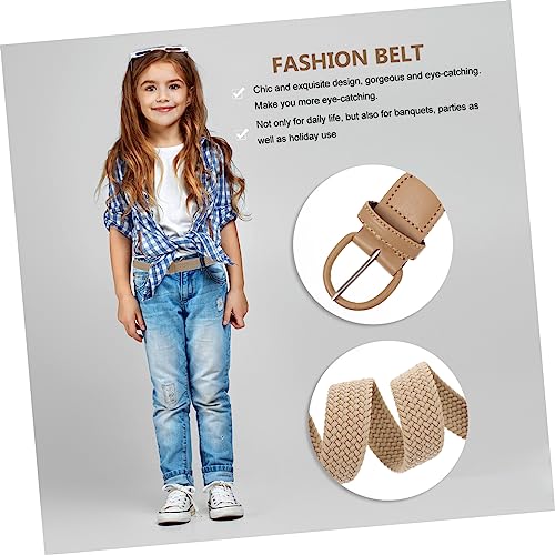 Durable Elastic Braided Waist Belt with Buckle Comfortable Stretch Dress Belt for Women and Men Unisex Waistband Accessory Beige for Dresses and Sweaters3