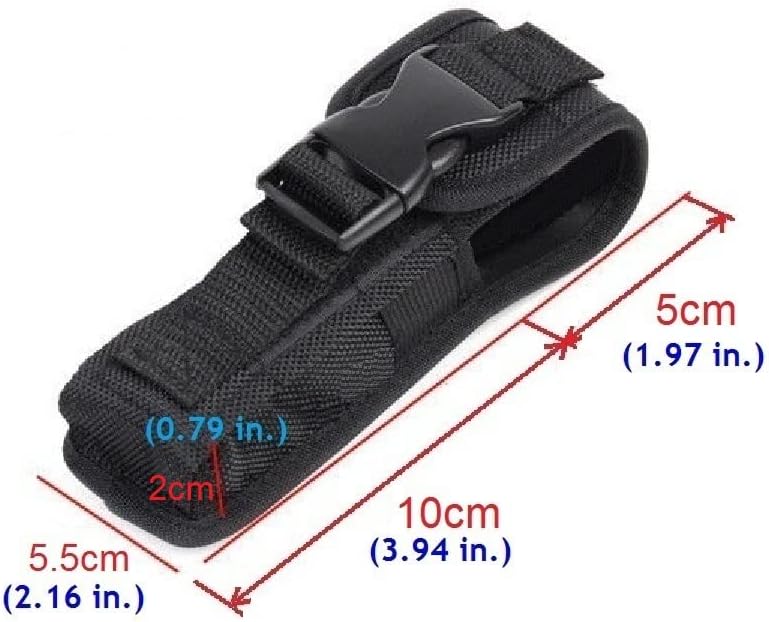 Pack of 2 Holsters Flashlight Buckle Pouch Holster Stretch Nylon Handheld LED Flashlight Belt Carry Case Duty Holder, Black