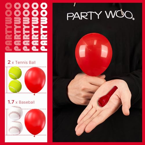 Image of PartyWoo Red Balloons 100pcs 5 Inch Small Mini Matte Red Latex Balloons for Birthday Graduation Bachelorette Citizenship Anniversary Strawberry Cherry Casino Movie Theme Party Decorations Red-Y57