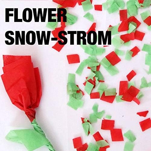 MilesMagic Set of 10 Magic Flower Snowstorm in China Red and Green Paper Gimmick Snow Flakes Party Magician's Trick