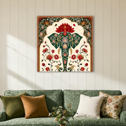 Image of Large Stretched Canvas Painting, Panel Wall Painting Elephant Stretched Luxury Paintings for Home Decoration, Living room, Bedroom and Office Decor (Pink, 22x22 Inch)
