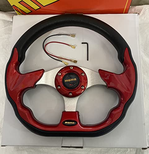Image of AUTO MT MOMO RED DSHAPE 12INCH Universal Steering Wheel for Sports Car Look Rally Race Off Road with BOSS KIT HUB Free