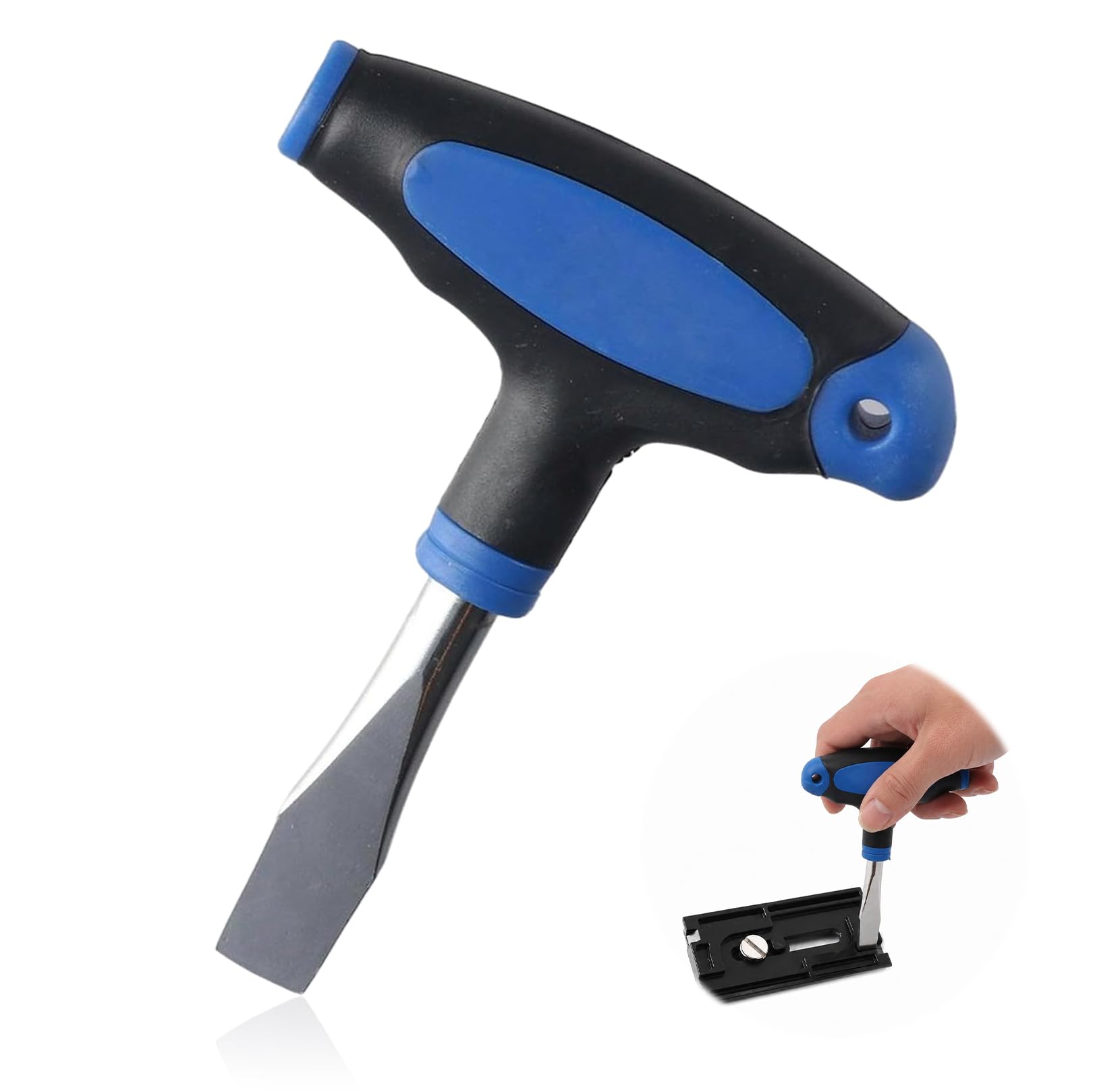 T Handle Large Flat Head Screwdriver,10 mm Blue Carbon Steel Flathead Screwdriver,Non-Slip,Ergonomic Plastic Handle,for Film Television Production,Heavy-Duty Maintenance Tasks,Use in Homes Factories