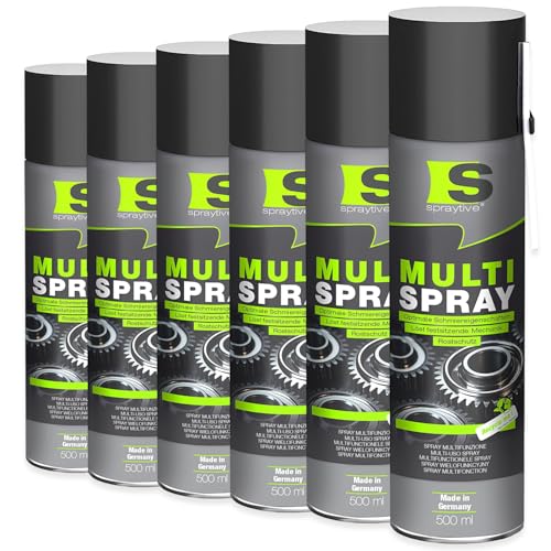 Spraytive Multi Spray 6 x 500ml 5-in-1 Kriechöl & Multifunktionsöl Rostlöser Schmiermittel Kontaktspray Reiniger & Korrosionsschutz Allzwecköl Made in Germany