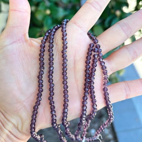 Image of 500pcs Czech Faceted Rondelle Crystal Glass Beads 4mm Small Tiny Bulk Amethyst Purple