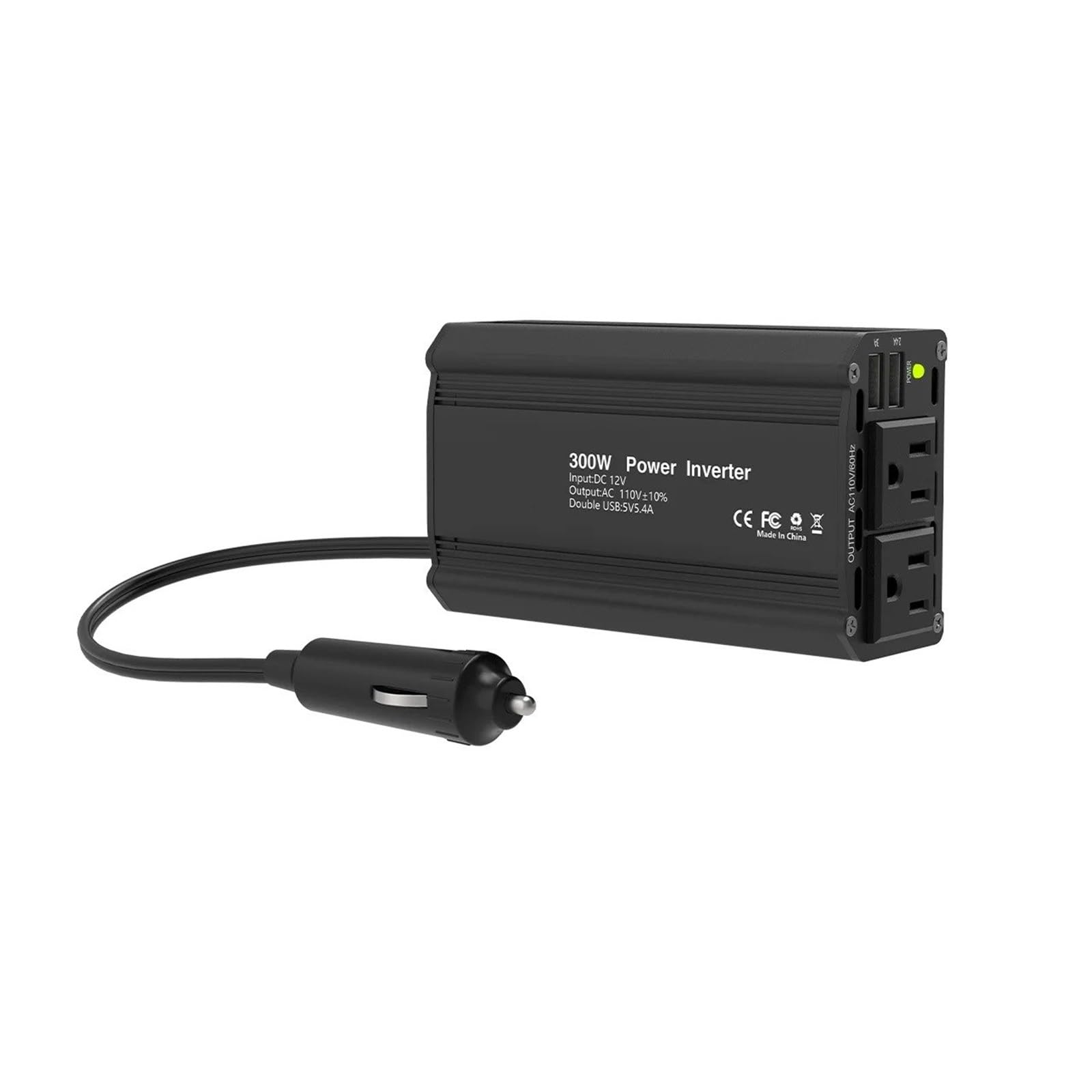 Inversor De Corriente Para Coche De 300 W CC 12 V A CA 110 V Con Dos Puertos USB De 5,4 A Inversor Onda Pura Convertidor