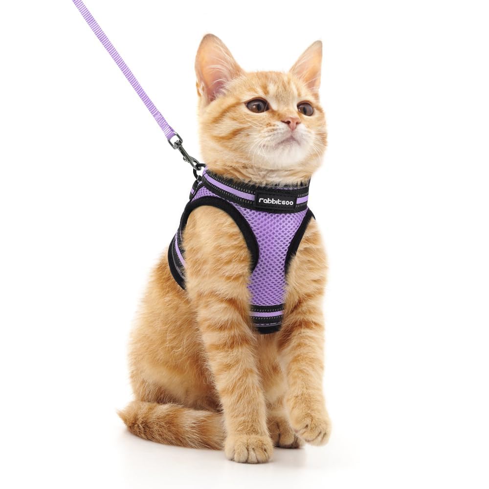 rabbitgoo Cat Harness and Leash Set for Walking Escape Proof, Adjustable Soft Kittens Vest with Reflective Strip for Cats, Comfortable Outdoor Vest, Black, Small — view 11