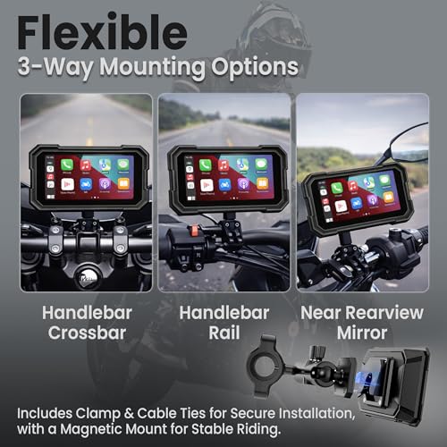 Image of Autofy Motoplay 5 Inch Waterproof Bike Navigation Screen with Wireless CarPlay & Android Auto Quick Detachable Design, Android Auto Wireless Adapter