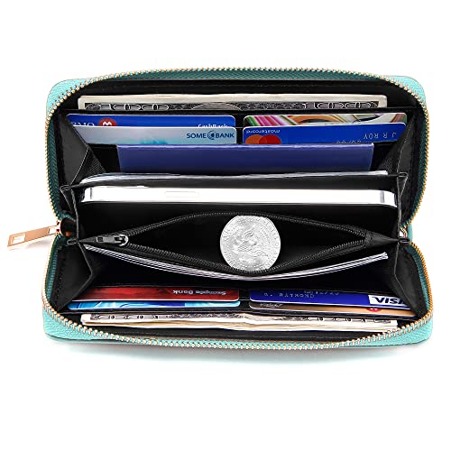 Image of VOCUS Womens Wristlet Wallet Zip Around Clutch Wallet Large RFID Blocking PU Leather Bifold with Phone Holder for Travel