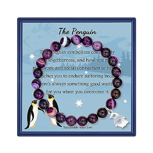Penguin Gifts for Women Natural Stone Beaded Penguin Bracelets Penguin Lover Gifts for Her
