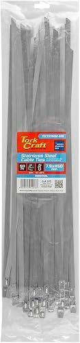 Tork Craft S/Steel Cable Ties Ss304 7.9Mm X 450Mm Natural 50Pc