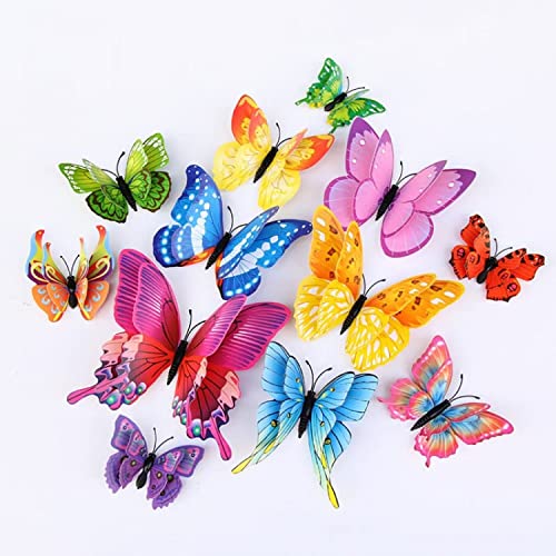 JAAMSO ROYALS Colourful 3D Magnet Butterfly Stickers for Wall, Decoration Items, Stickers, Wall-Decor, for walldecoration (Pack of 1, Set of 12)