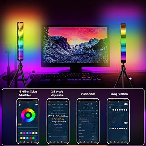 Hyranect Barras de luz LED inteligente 3D luz ambiente de 32 cores ajustável, luz de ritmo musical,