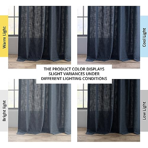Image of HPD Half Price Drapes Heavy Faux Linen Light Filtering Curtains for Bedroom 108 Inches Long (1 Panel) - Rod Pocket Curtains for Living Room - Window Curtains Home Decor - 50 X 108, British Navy
