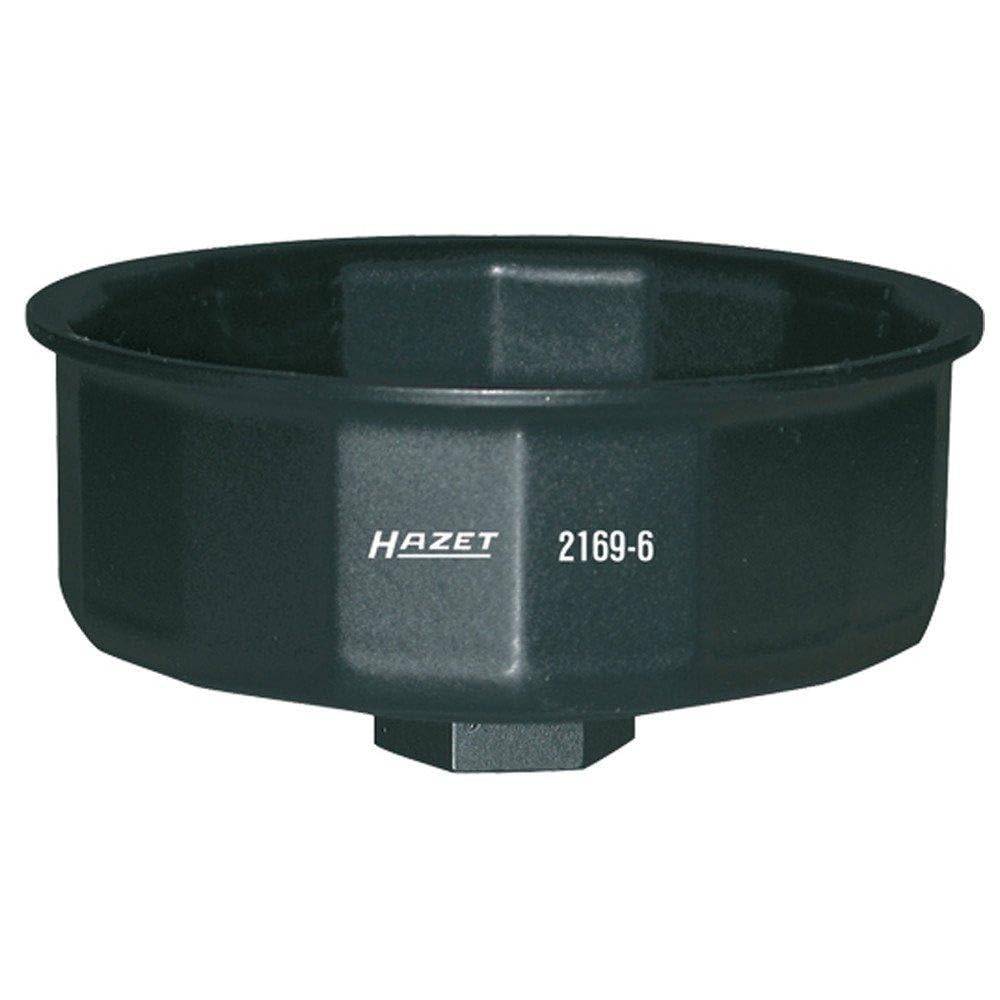 HAZET Clé pour filtre à huile 2169-6 I outil adapté à différents filtres à huile d'un diamètre de 97 mm, entraînement : carré 12,5 mm, sortie : extérieure 16 pans, fabriqué en Allemagne'.