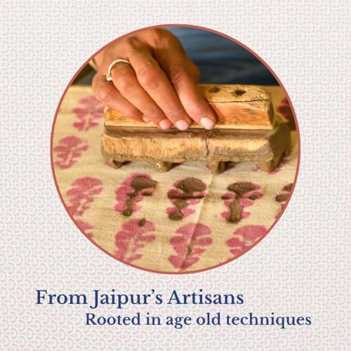 Image of Jaipur Weaves Jaipuri Double Bed Cotton Bedsheet Queen Size 90x85, 120 TC 100% Pure Cotton Bed Sheet with 2 Pillow Covers, Floral Traditional Print (Motifs Pink, Double)