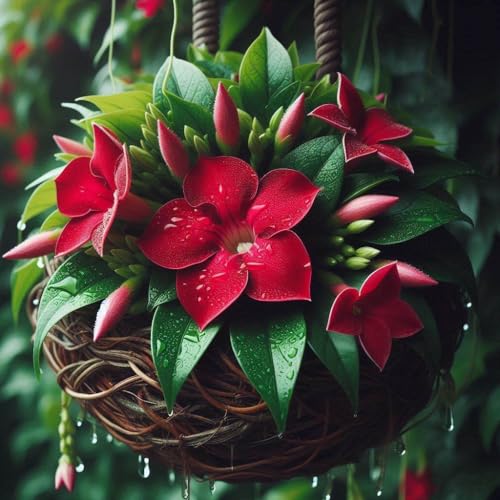 Image of 100+ SEEDS- All Seasons Growing Mix Mandevilla Flower Seeds For Planting- 5 in 1 Pack