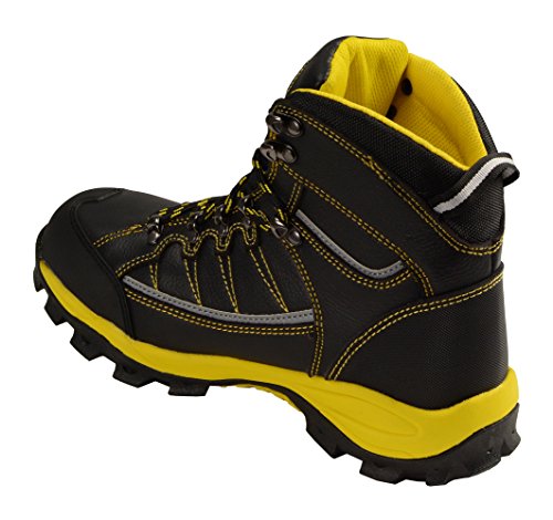 Image of Bazalt MBM9122 Men's Lace-Up Black with Yellow Water and Frost Proof Leather Outdoor Boots, 7