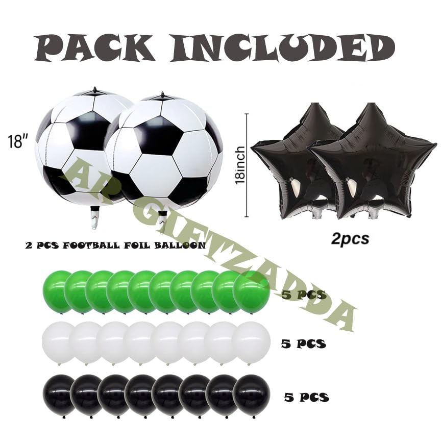Image of AR GIFTZADDA 4D Football Black White Balloons 7 Pcs Balloon Kit 24 Inch Soccer Foil Balloons Football Party Decorations for Boys Football Fans Birthday Party World Cup Theme Party (7 Pcs Balloon kit, Football Foil)