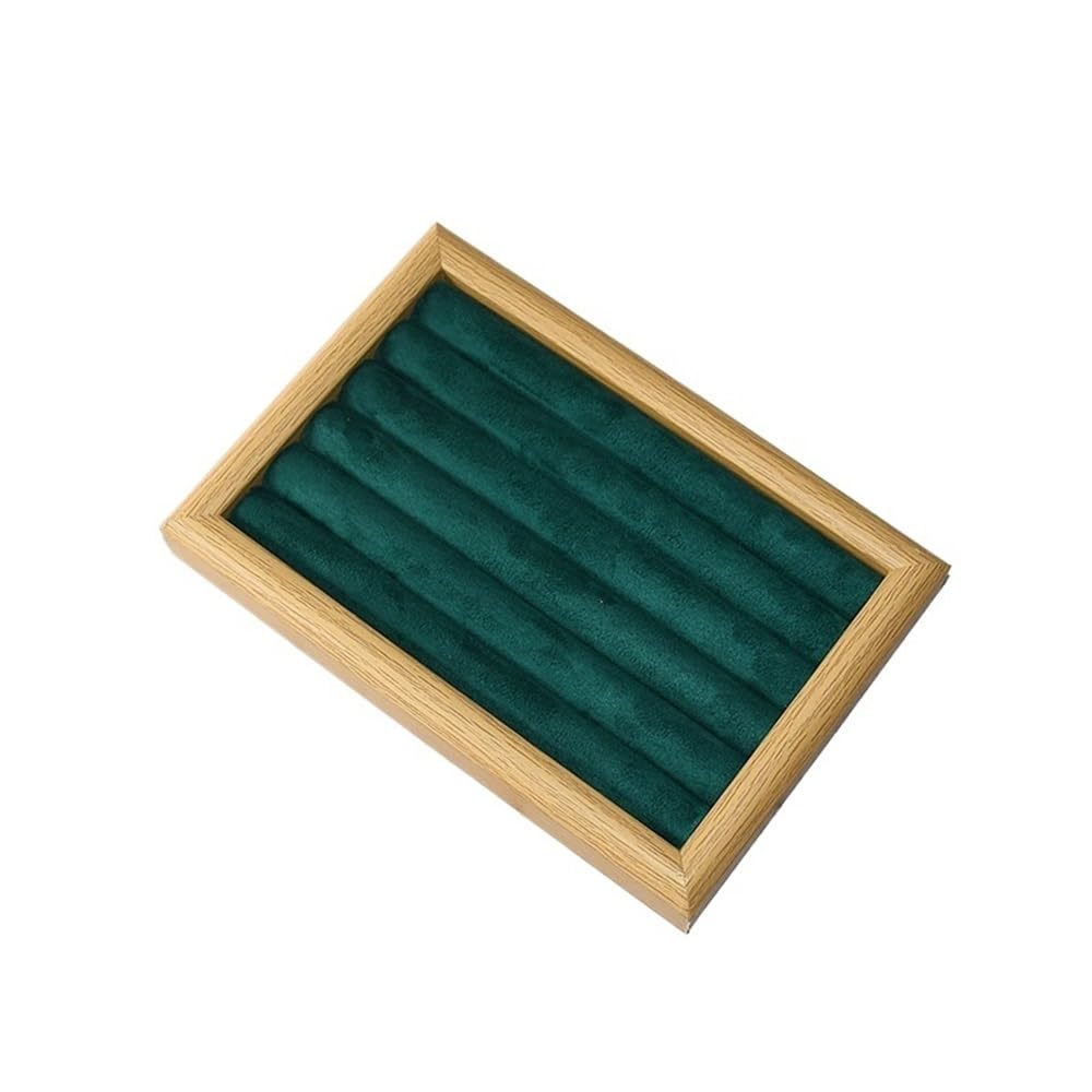 Zeng25liangOu-12 jewellery stand Dark Green Wooden Jewelry Rack Ring Tray Bracelet Earring Staple Earrings Storage for Display and Storage(Small)