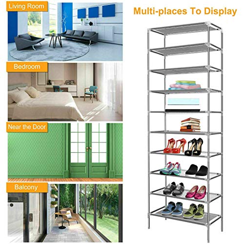Hot New Shoe Rack 10 Tiers Easy Assembled Stand Sturdy Shelf Storage Organizer - Thumbnail 3