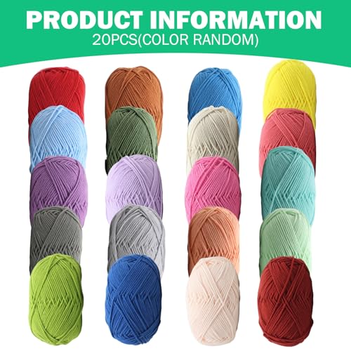 Hilo de algodón para crochet multicolor juego de hilos súper suave para tejer bufanda y calcetines 6