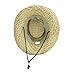 Mens Natural Straw Flat Top Gambler Sun Hat (Brown Trim)