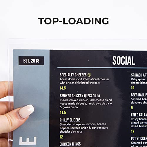 risch double-sided all clear vinyl menu cover  two-sided 2 view plastic menu holder  slip in top-loading cover  wipeable reusable  85 x 11  pack of 24