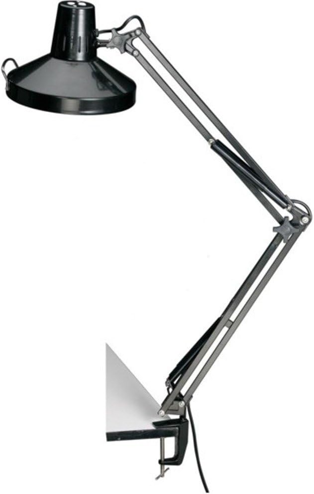 Free Shipping Over $50 Alvin CL1755–B Swing-Arm Lamp Fluorescent, 45 Inches Reach, 3 Prong Grounded Power Cord, Electronic Ballast, Metal Mounting Clamp, Black, 26 – 75w