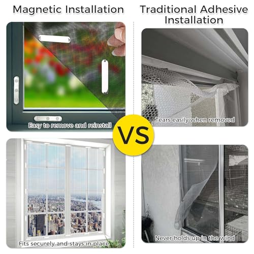 Wukong Fliegengitter Magnet Insektenschutz Magnete Set – 36er starke Magnete zur Befestigung von Fliegengitter an Fenstern, selbstklebend & wiederverwendbar, ohne Bohren, Zubehör für Innen & Außen