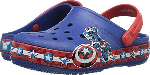 Crocs Boy's CB FL Captain America CLG K Shoe, Blue Jean, 1 M US Little Kid